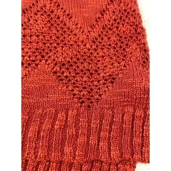 Rusty-Red Zig Zag Chevron Sweater Top SMALL 100% Acrylic Women's Pink Rose - Picture 3 of 12